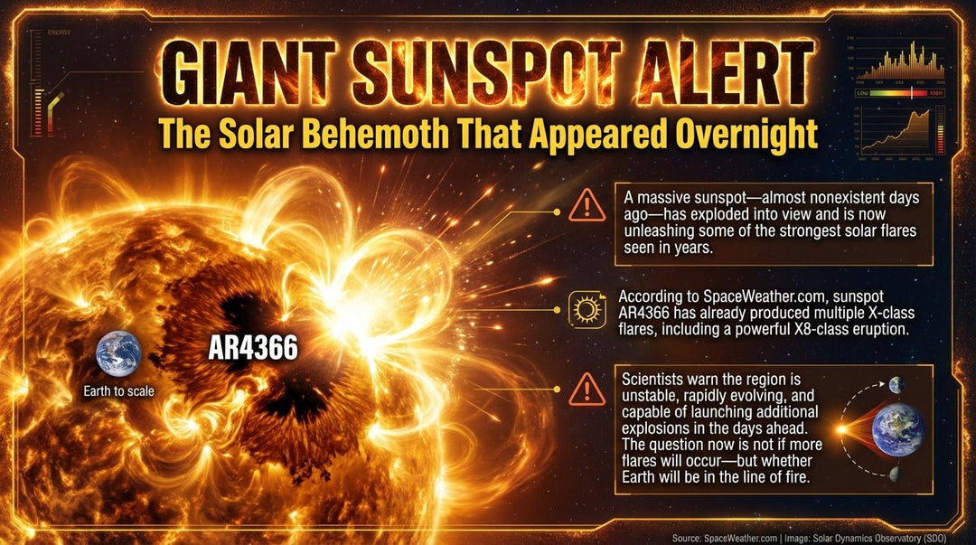 Giant Sunspot Alert: The Solar Behemoth (AR4366) That Appeared Overnight - What Then Studio