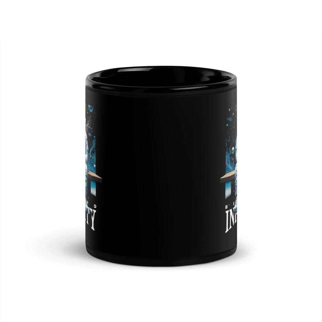 Beyond Infinity Astronaut Black Glossy Mug | What Then? Studio Mug - What Then Studio