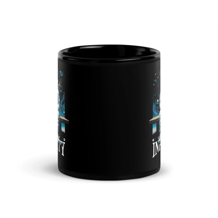 Beyond Infinity Astronaut Black Glossy Mug | What Then? Studio Mug - What Then Studio