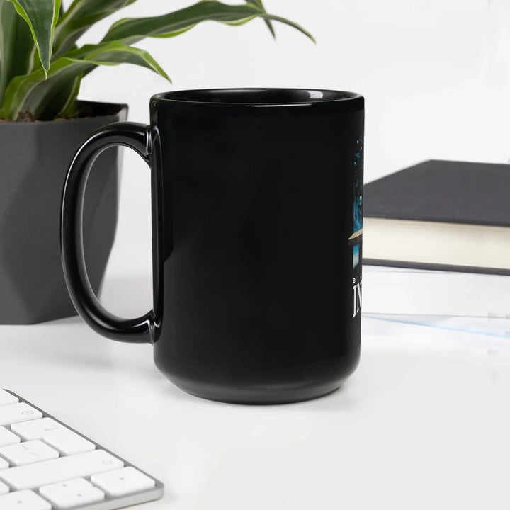 Beyond Infinity Astronaut Black Glossy Mug | What Then? Studio Mug - What Then Studio