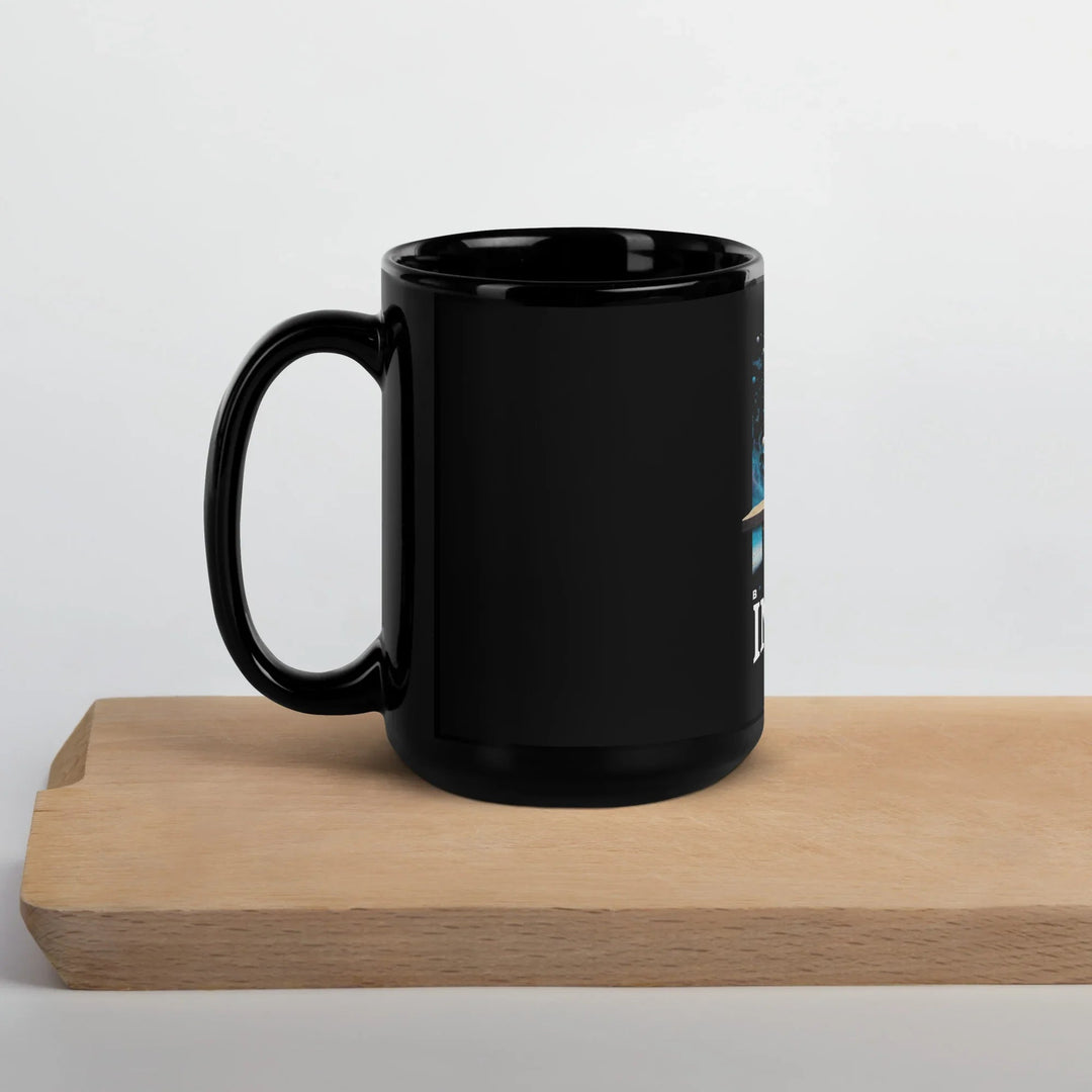 Beyond Infinity Astronaut Black Glossy Mug | What Then? Studio Mug - What Then Studio