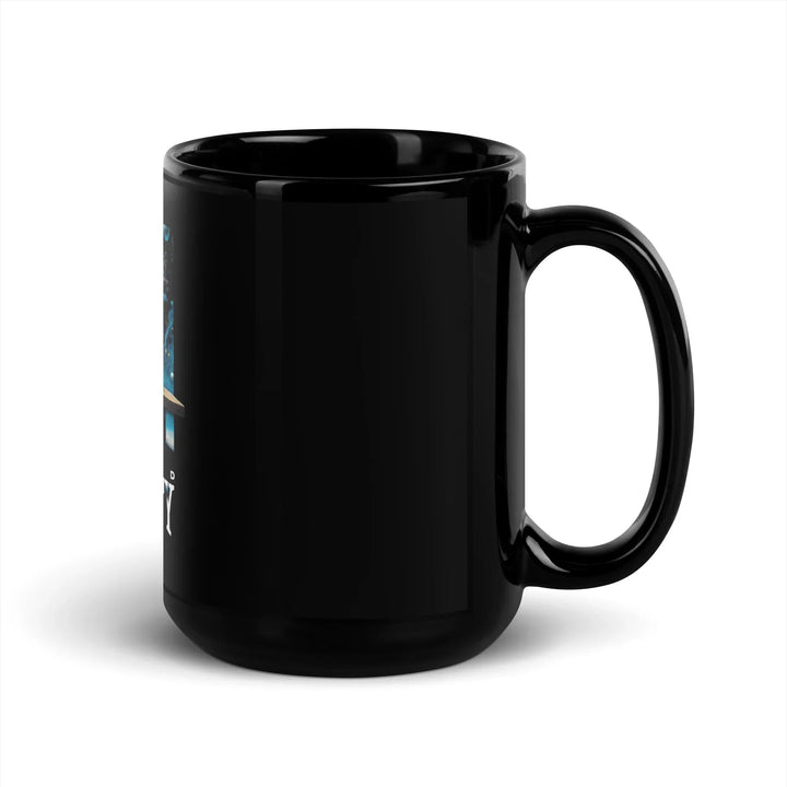Beyond Infinity Astronaut Black Glossy Mug | What Then? Studio Mug - What Then Studio