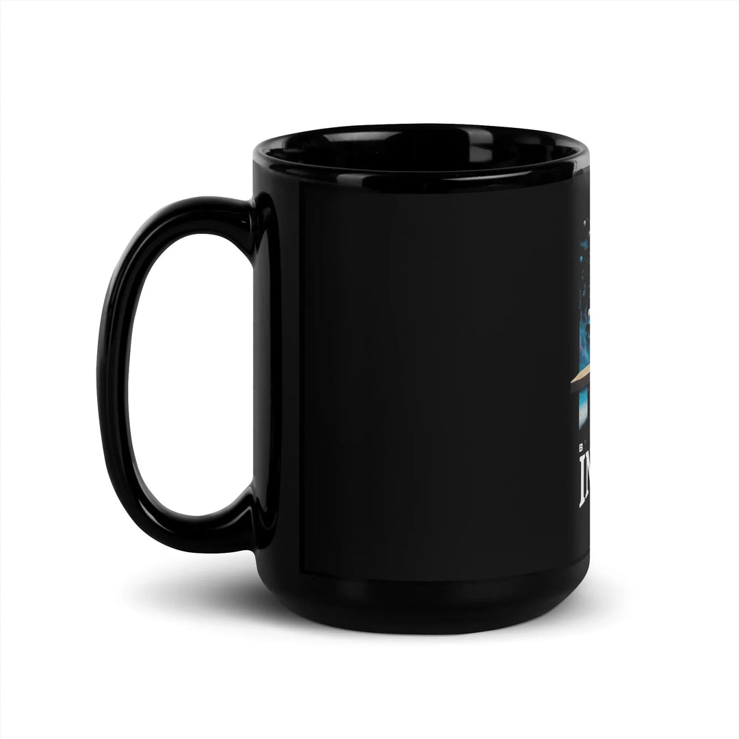 Beyond Infinity Astronaut Black Glossy Mug | What Then? Studio Mug - What Then Studio