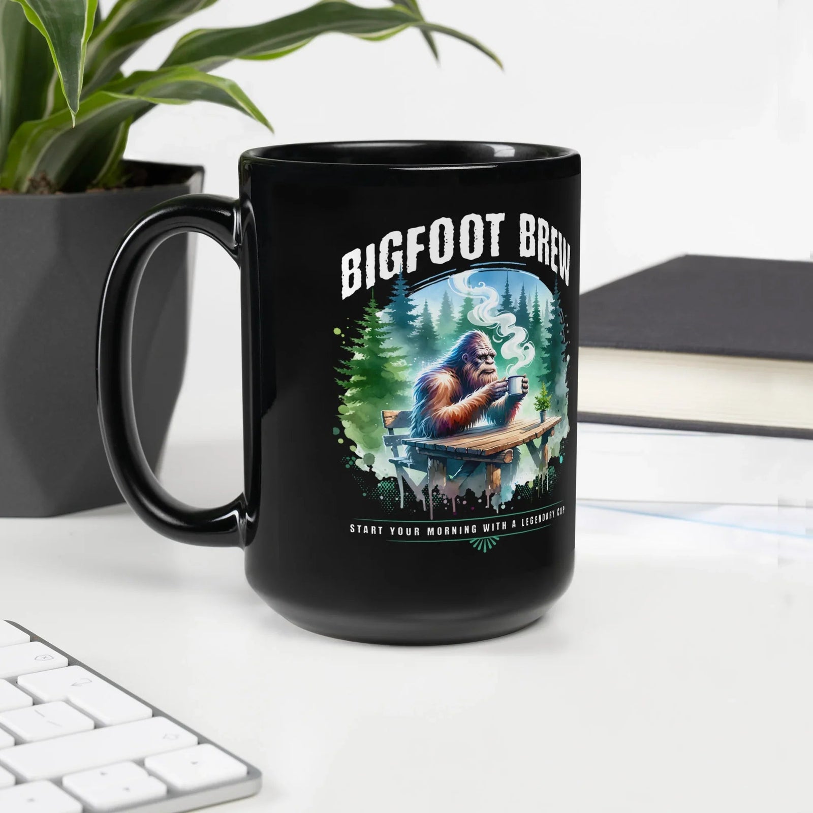 Bigfoot Brew Black Glossy Mug | What Then? Studio Mug - What Then Studio