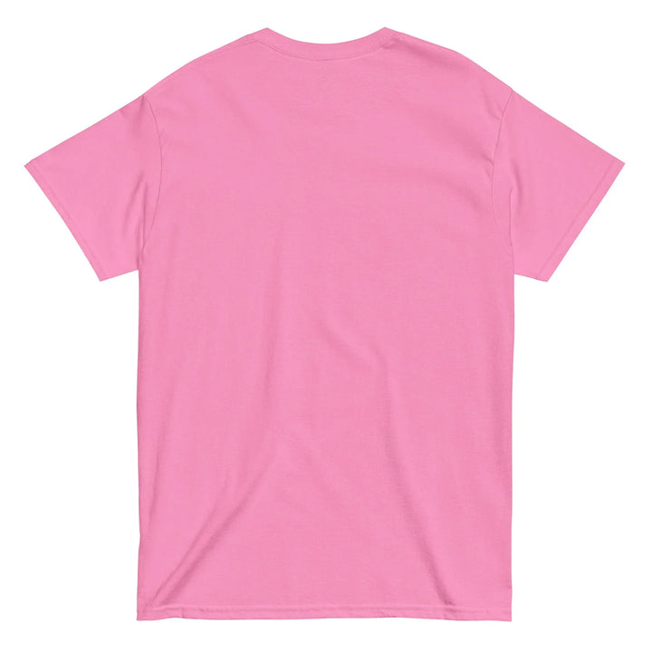 Unisex classic pink tee, plain back view, What Then Studio merchandise