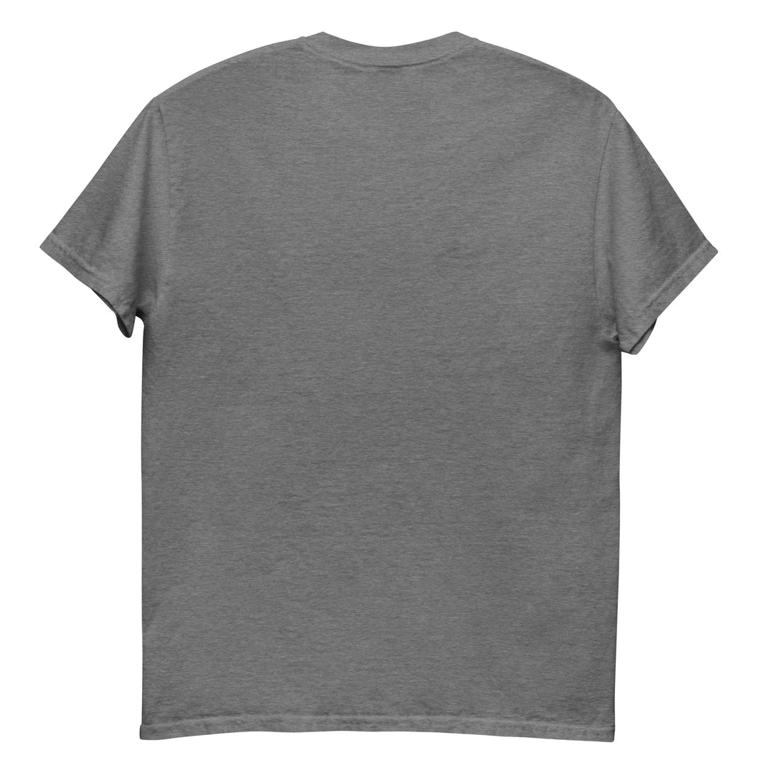 Unisex classic graphite heather t-shirt back view, What Then Studio apparel