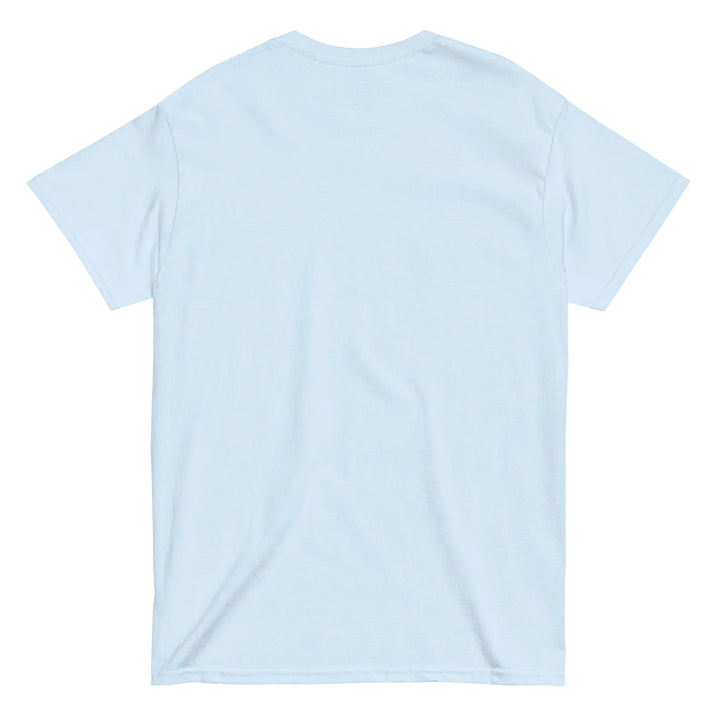 Unisex classic light blue t-shirt back view, What Then Studio apparel