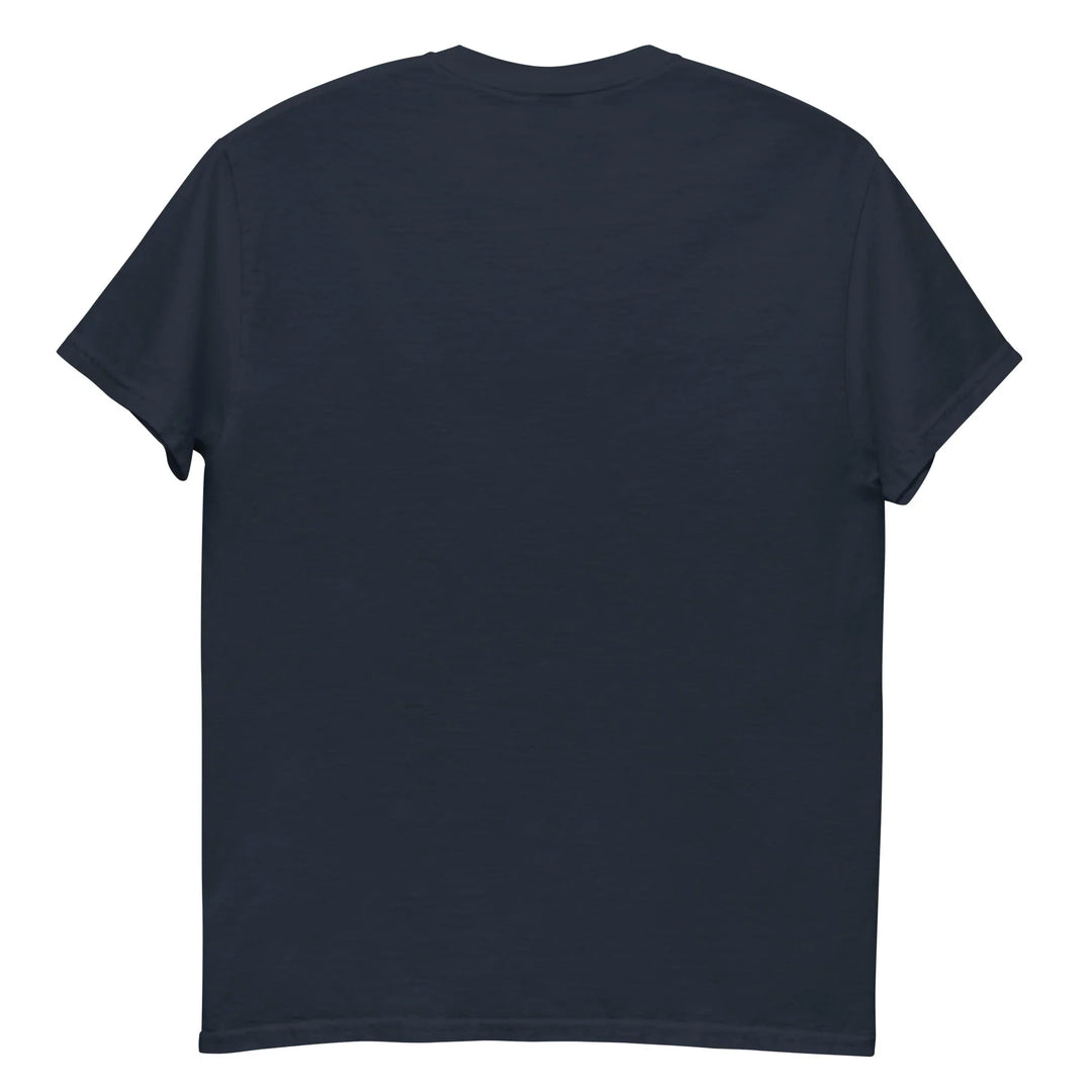 Unisex classic navy tee shirt, plain back, What Then Studio apparel