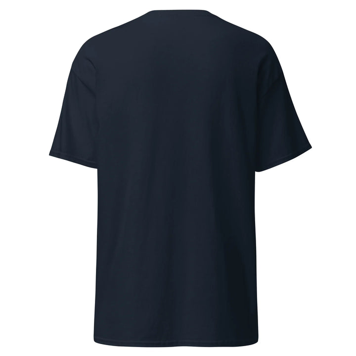 Unisex classic navy t-shirt back, What Then Studio apparel, plain design on white background