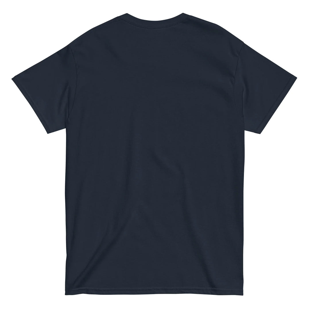Unisex navy classic tee back view, What Then Studio apparel
