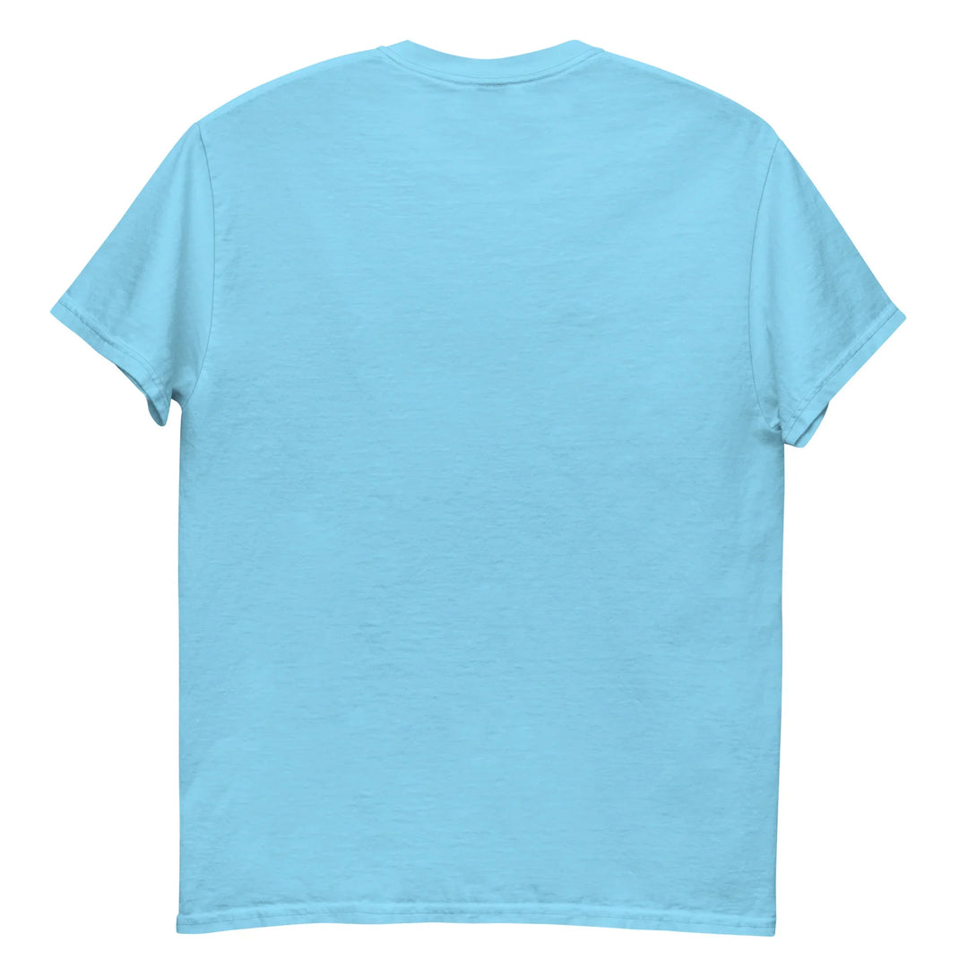 Back of sky blue unisex classic tee, What Then Studio apparel