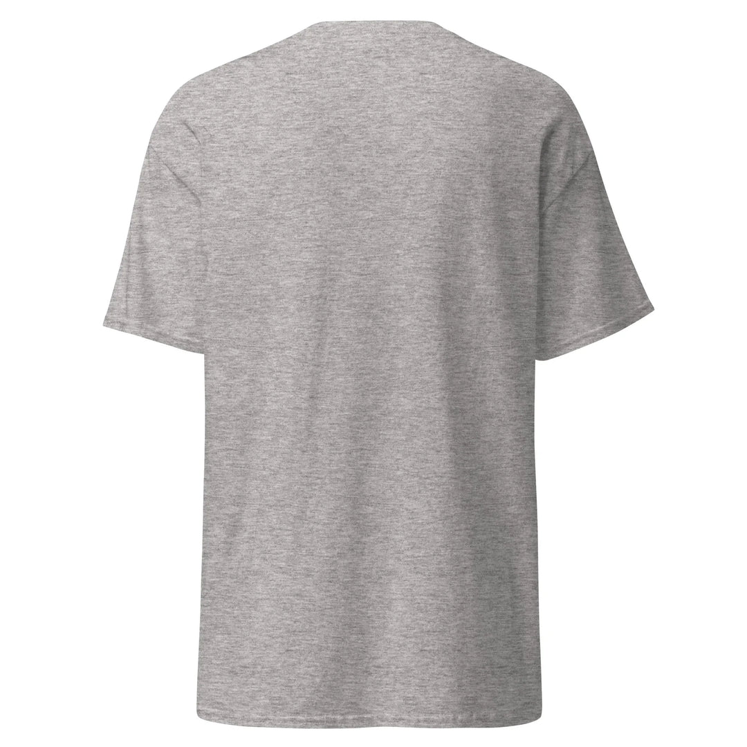 Unisex classic sport grey t-shirt back view, What Then Studio apparel
