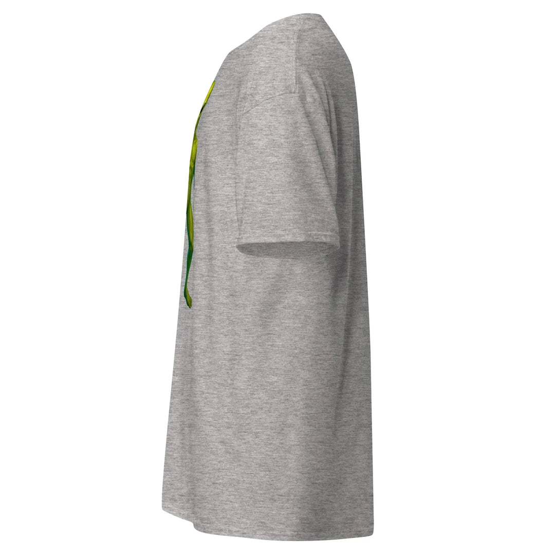 Unisex classic sport grey tee side view, What Then Studio apparel