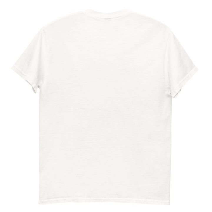 Back of plain unisex white classic tee shirt, What Then Studio apparel