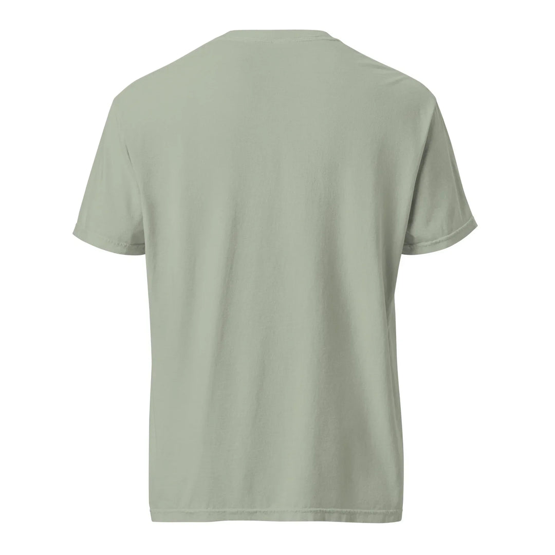 Back view of unisex garment-dyed heavyweight t-shirt in bay color from What Then Studio