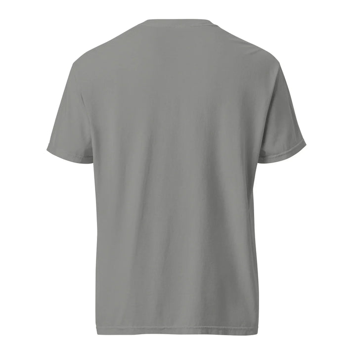Back view of grey unisex heavyweight T-shirt from What Then Studio