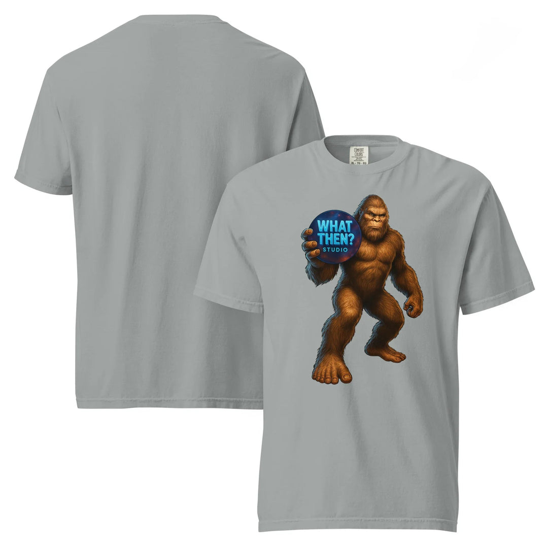What Then? Logo Bigfoot Unisex garment - dyed heavyweight t-shirt | Paranormal Graphic T-Shirt - What Then Studio